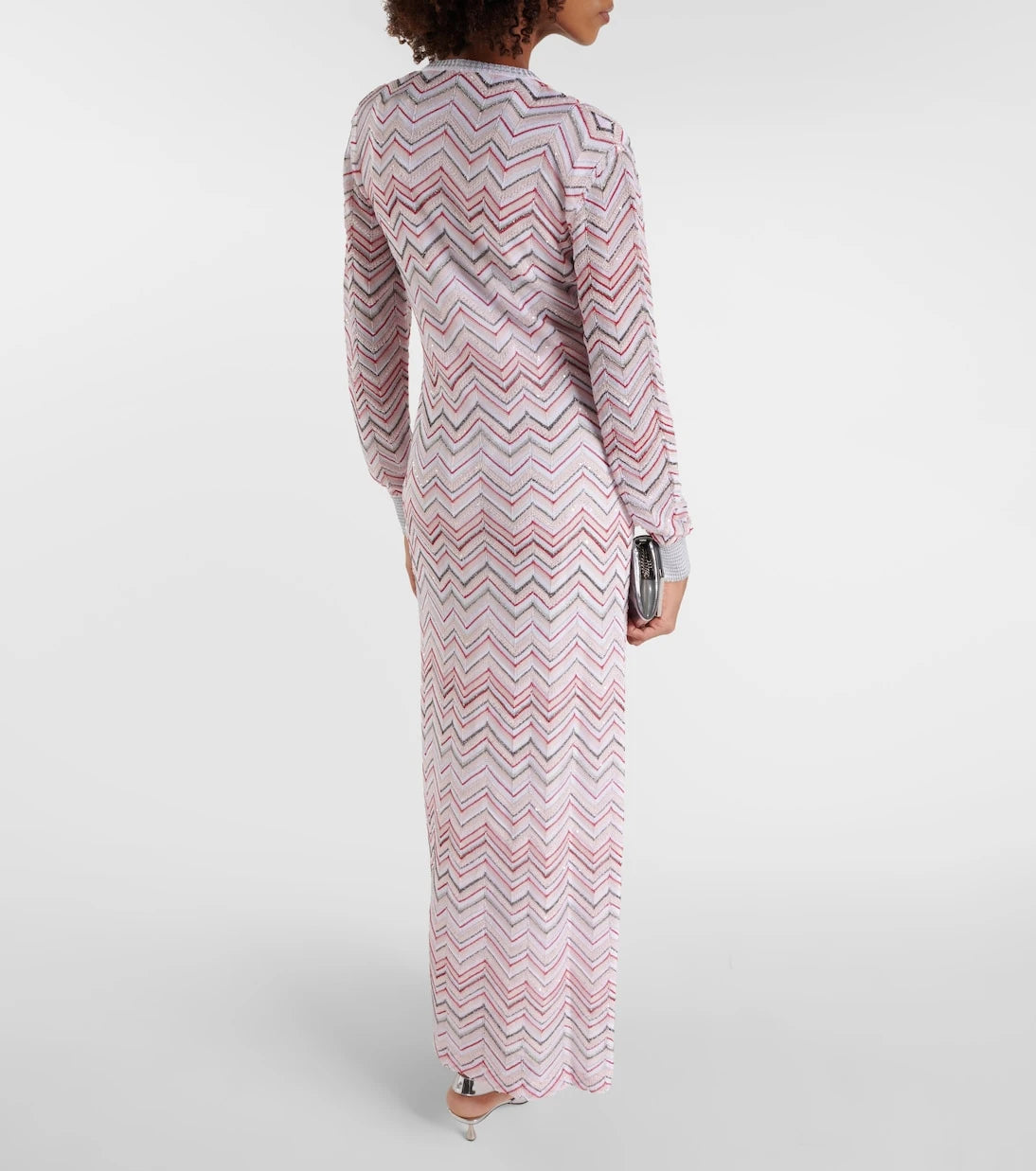 Missoni - فستان طويل بنمط متعرج من نسيج معدني