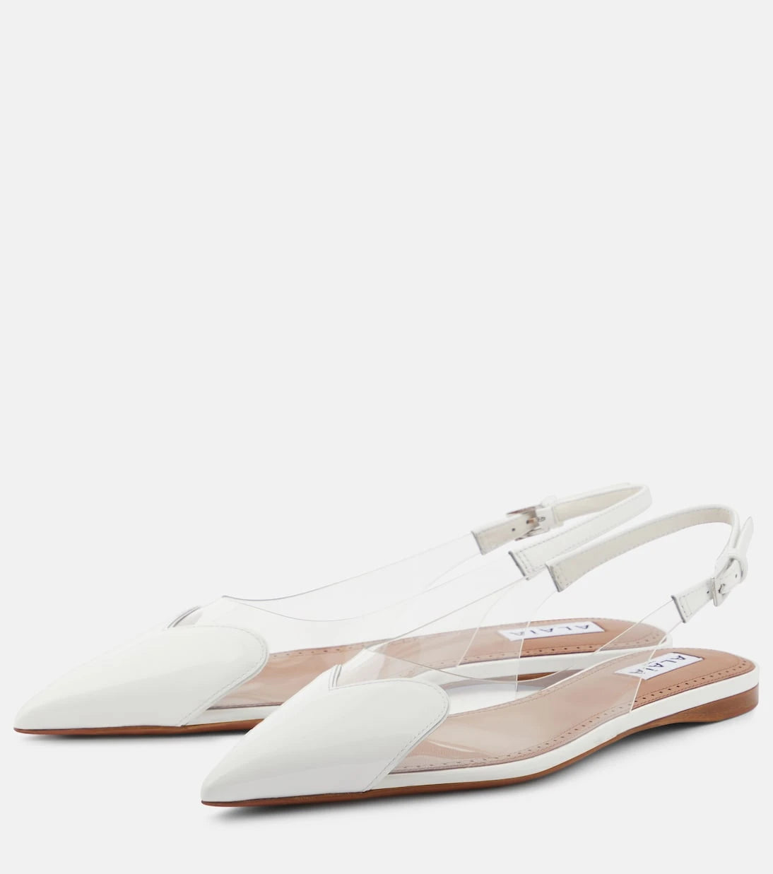 Alaïa - Le Cœur patent leather and PU slingback flats