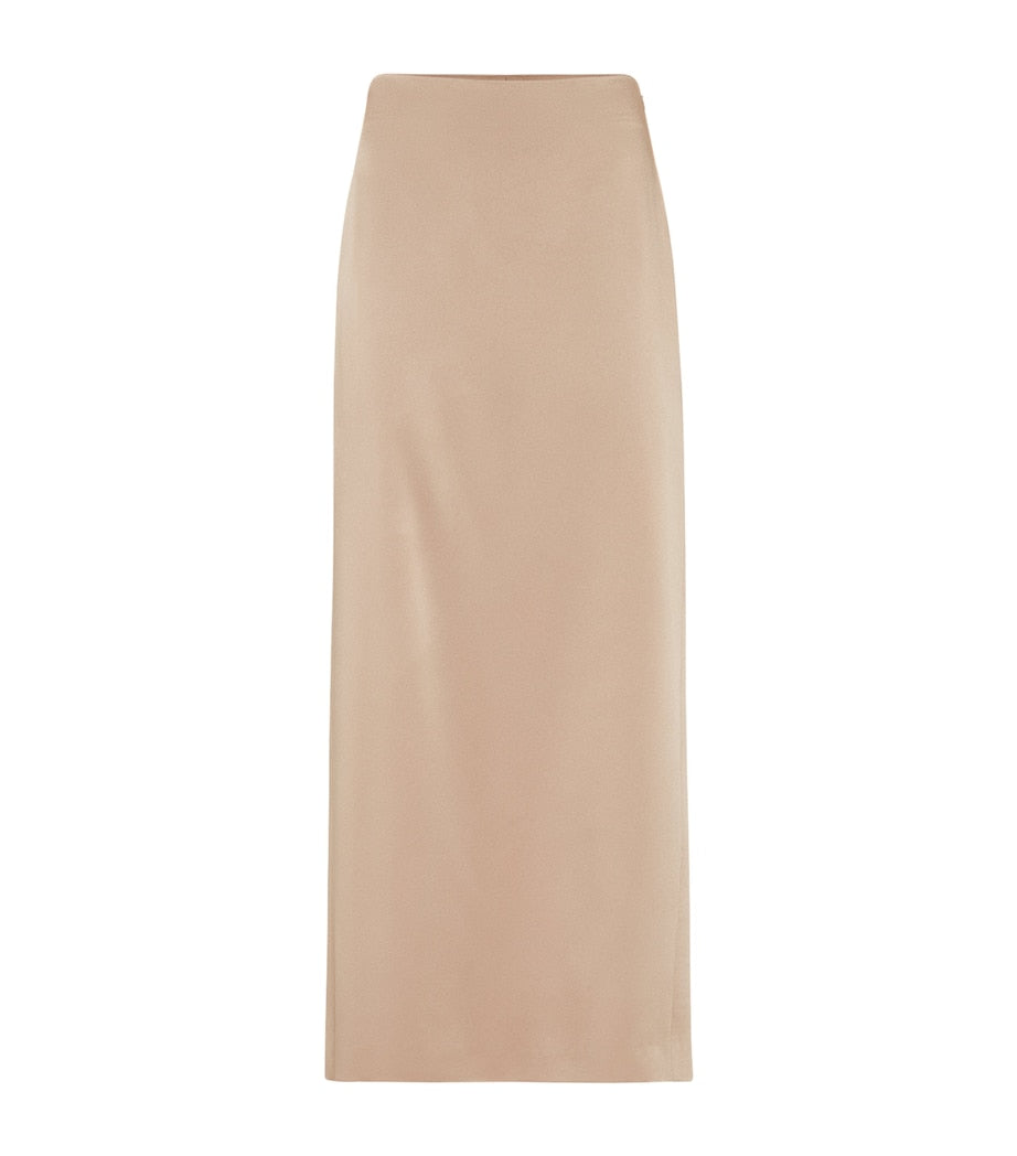 Brown Satin Maxi Skirt