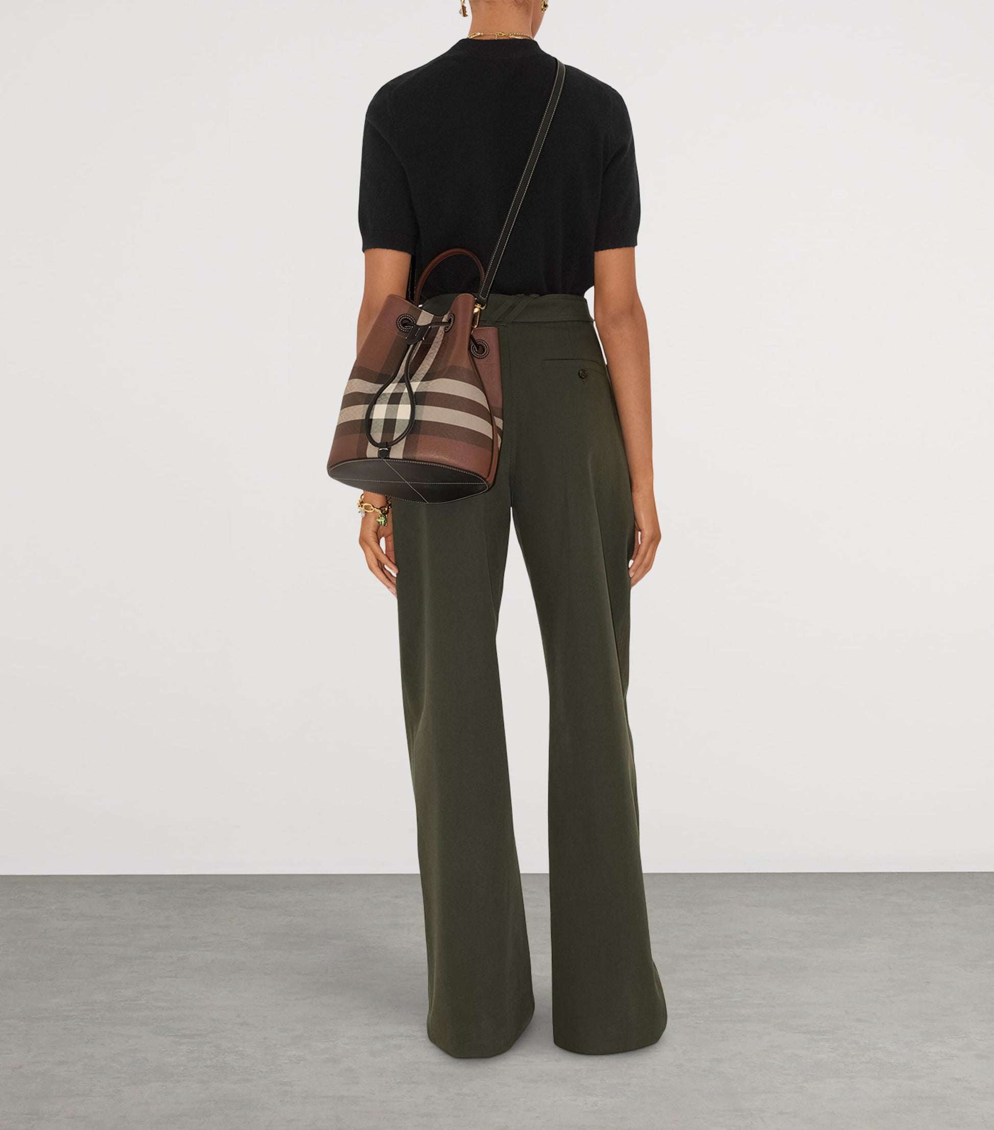 Burberry Brown Small Check Bucket Bag