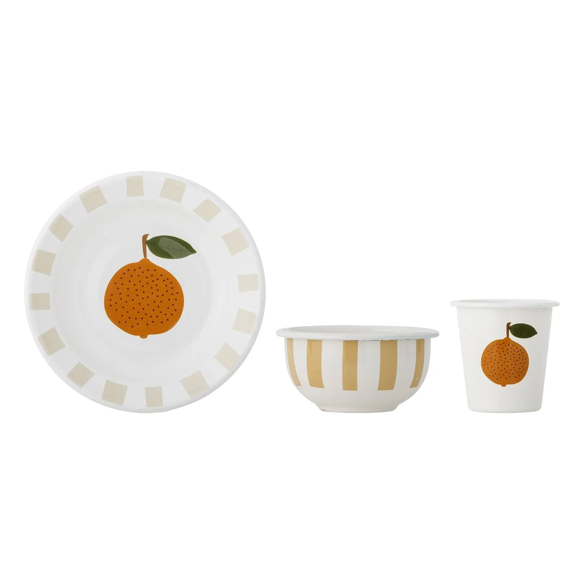 Bloomingville Mini - Agnès enamel crockery set | White