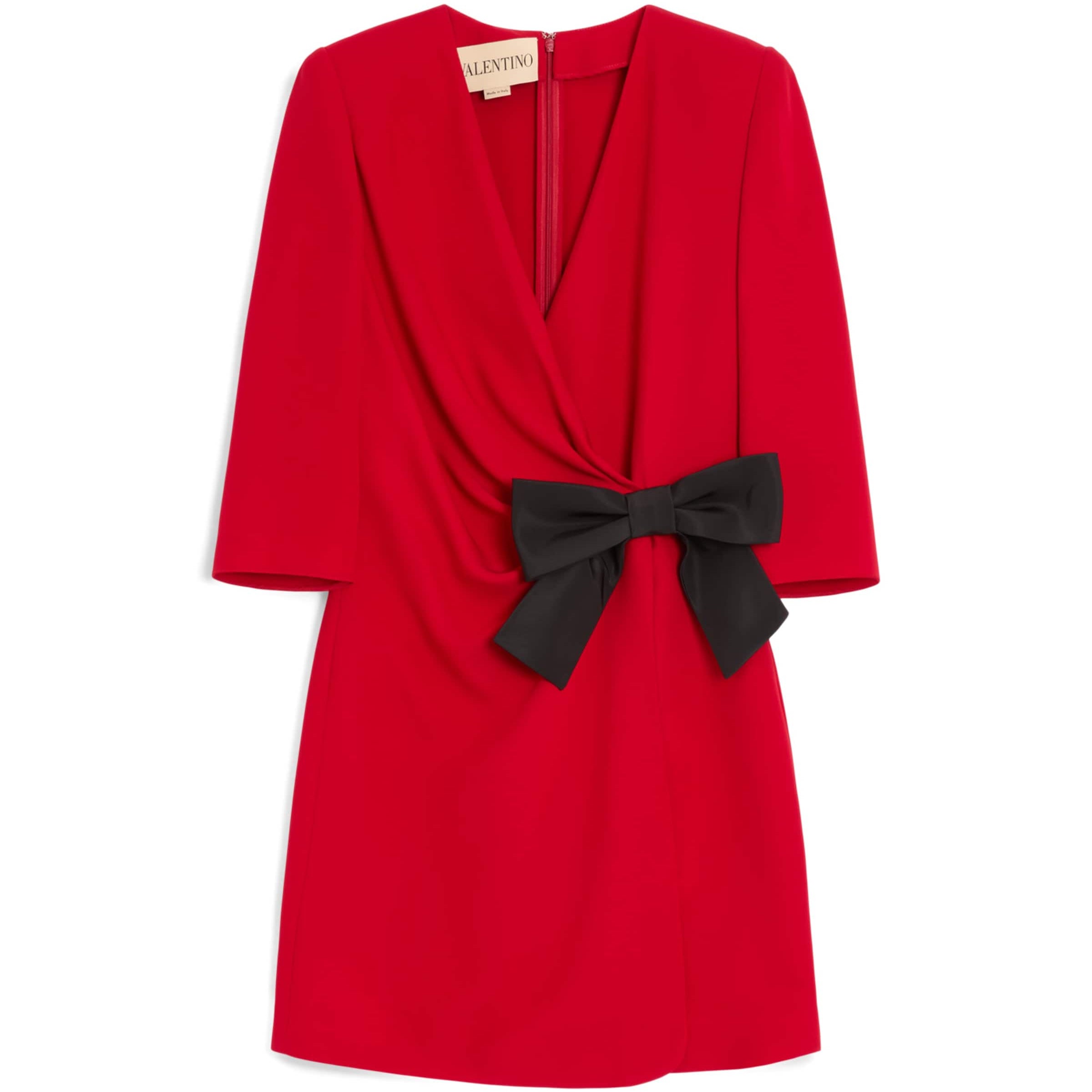 Valentino Red Silk Bow-Detail Mini Dress