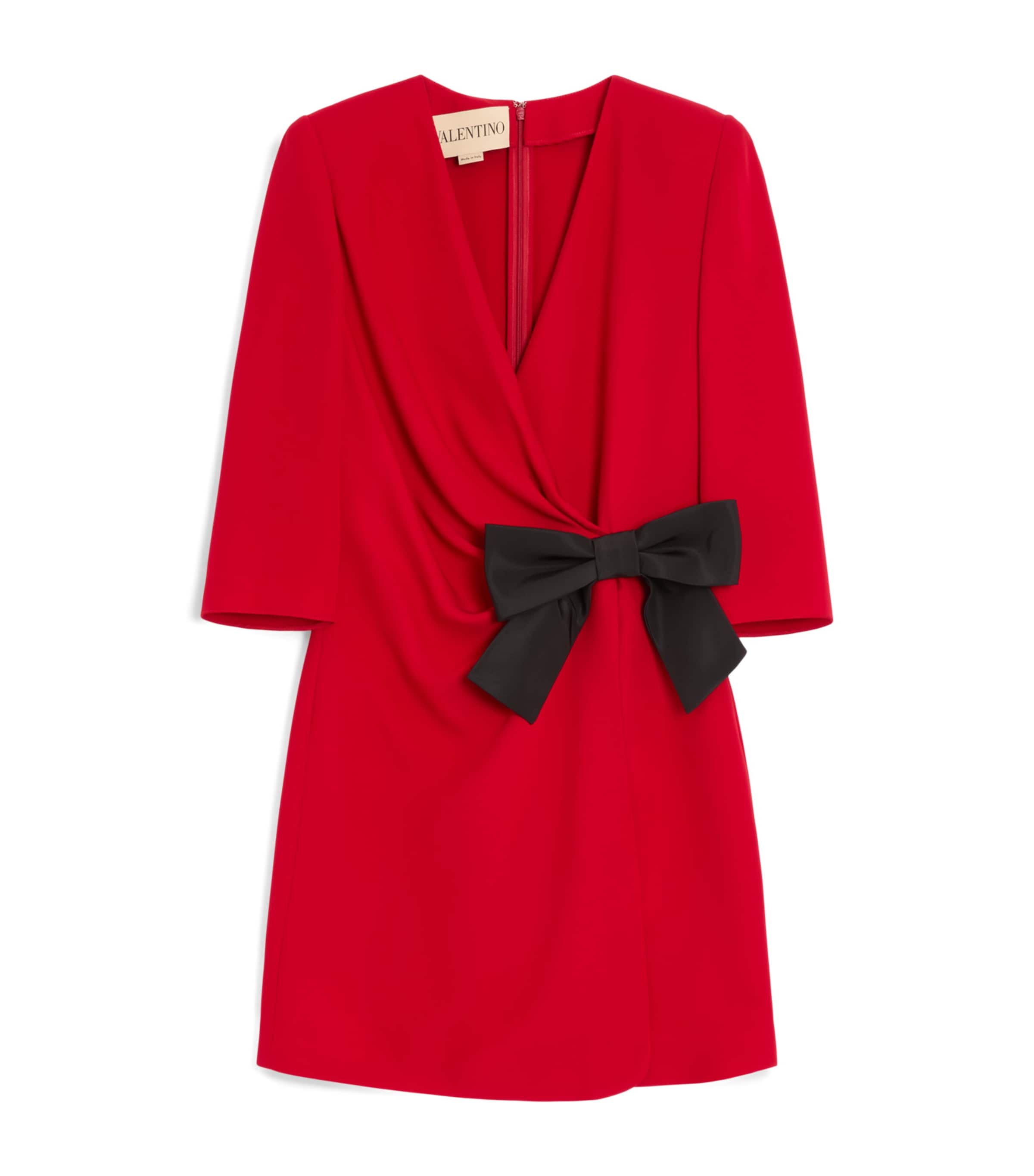 Valentino Red Silk Bow-Detail Mini Dress