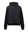 Prada Black Wool-Cashmere-Sleeve Zip-Up Hoodie