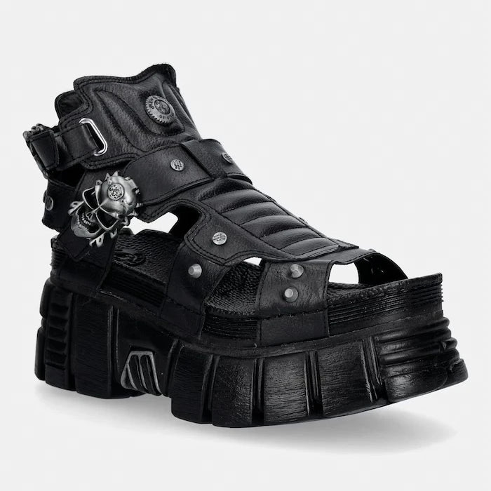 New Rock kadın deri sandalet LUXOR NEGRO,TOWER NEGRO + LATERAL + ENT.