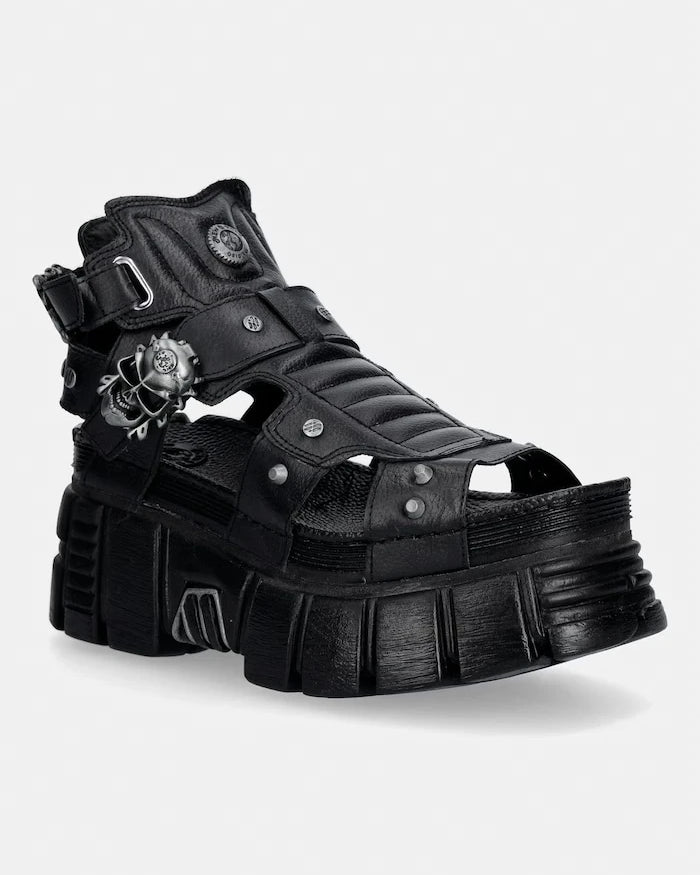 New Rock сандали дамски от кожа LUXOR NEGRO,TOWER NEGRO + LATERAL + ENT.
