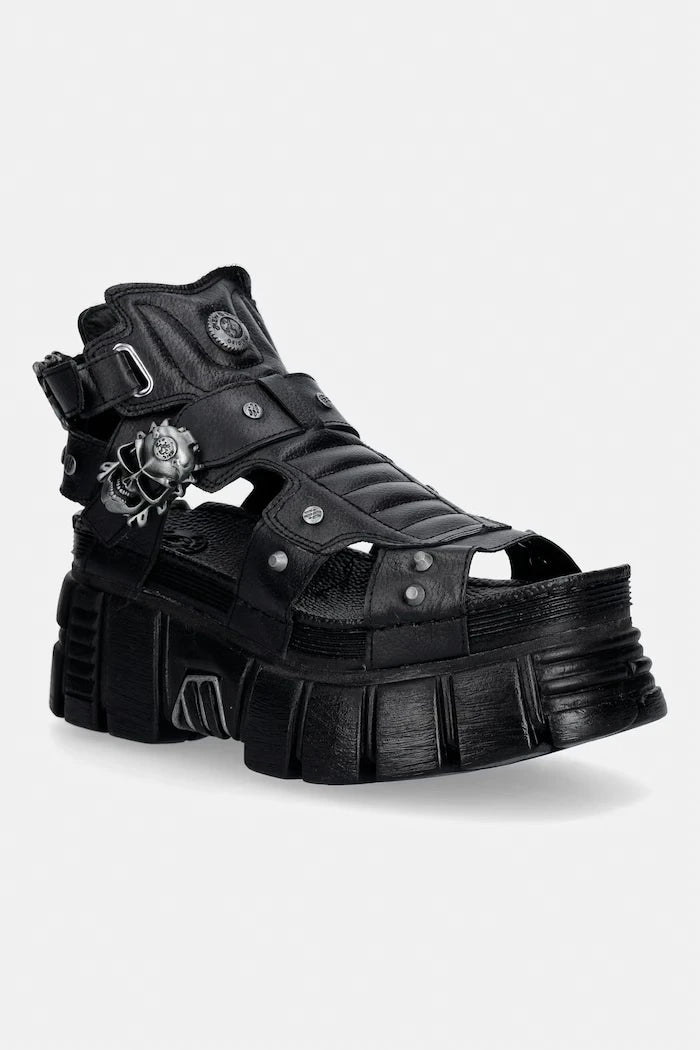 New Rock kadın deri sandalet LUXOR NEGRO,TOWER NEGRO + LATERAL + ENT.