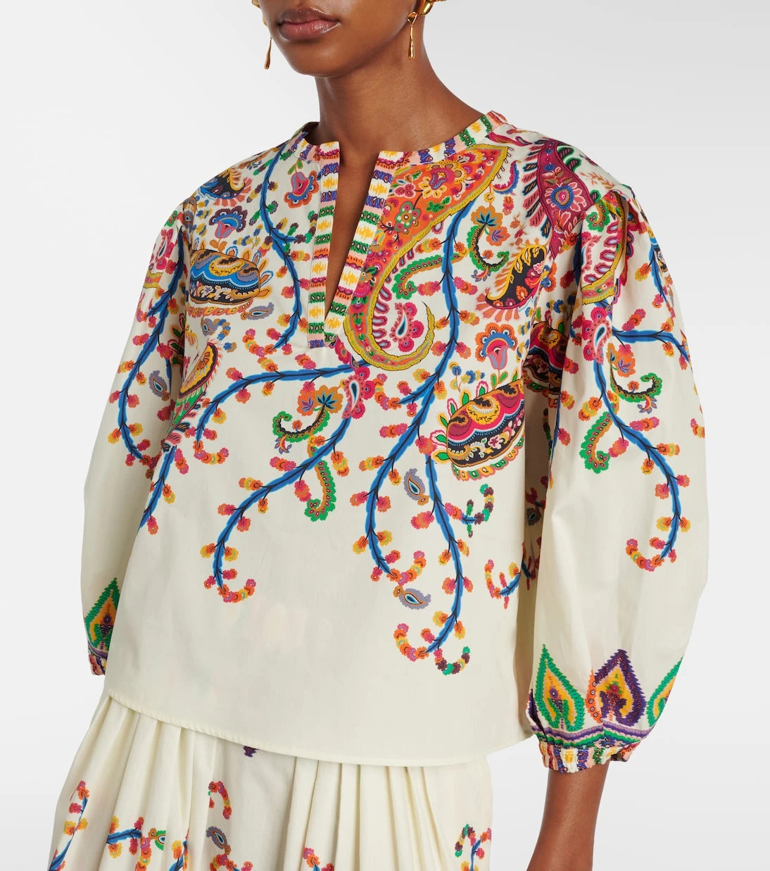 Etro - بلوزة قطنية بطبعة البيزلي
