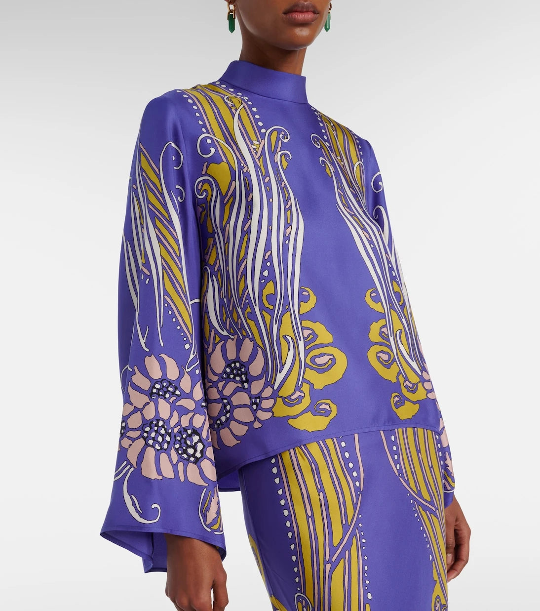 La DoubleJ - Make An Exit printed silk satin blouse