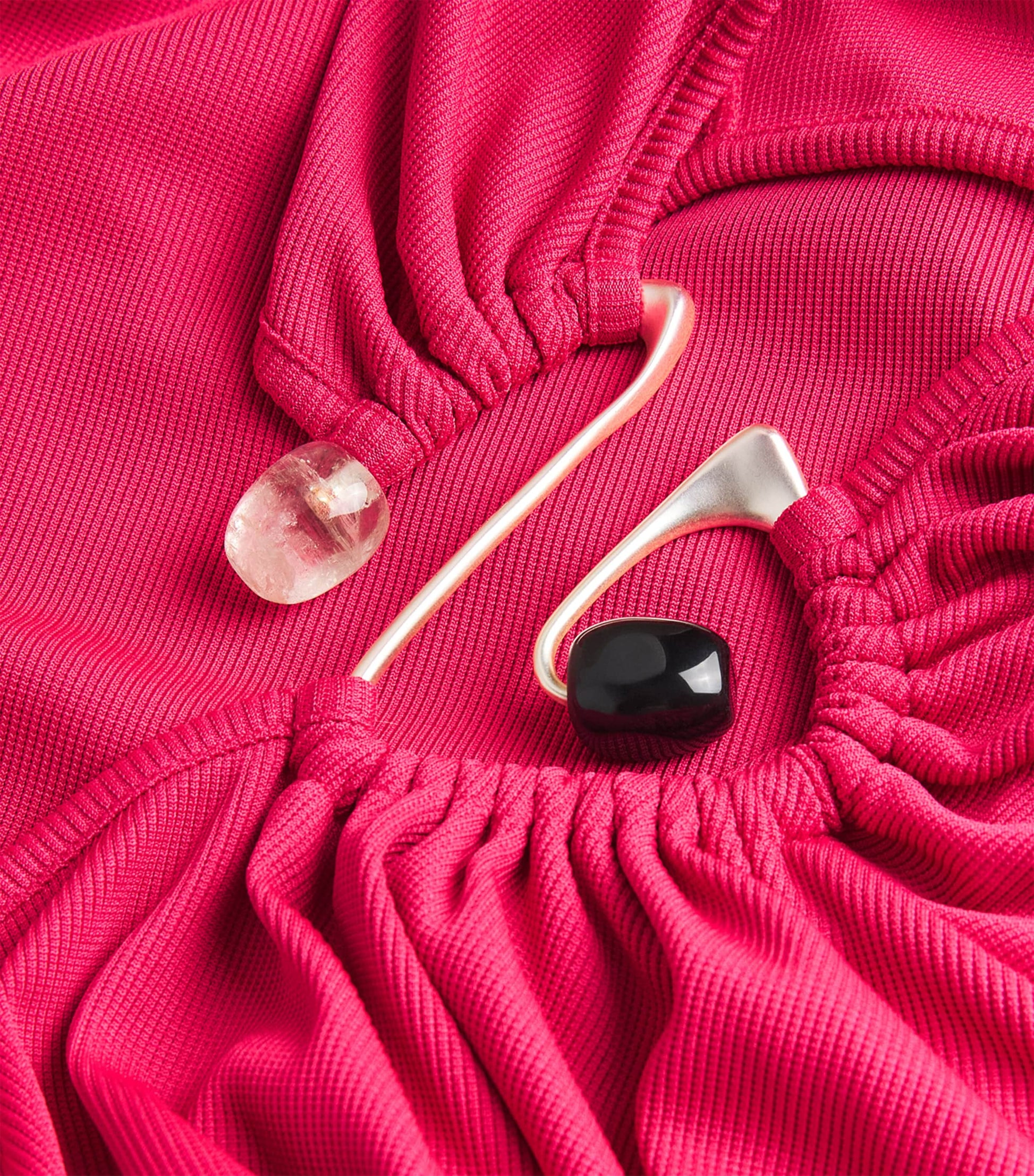 Red Spiral Crystal Cut-Out Maxi Dress