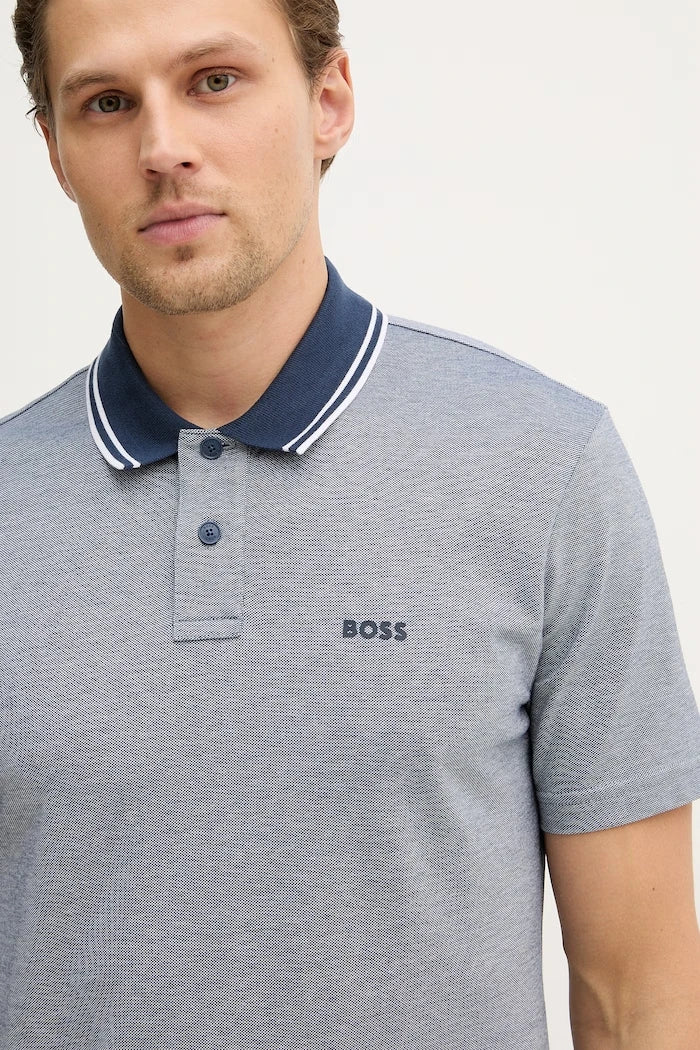 BOSS Orange erkek pamuklu yakalı tişört PeoxfordNew
