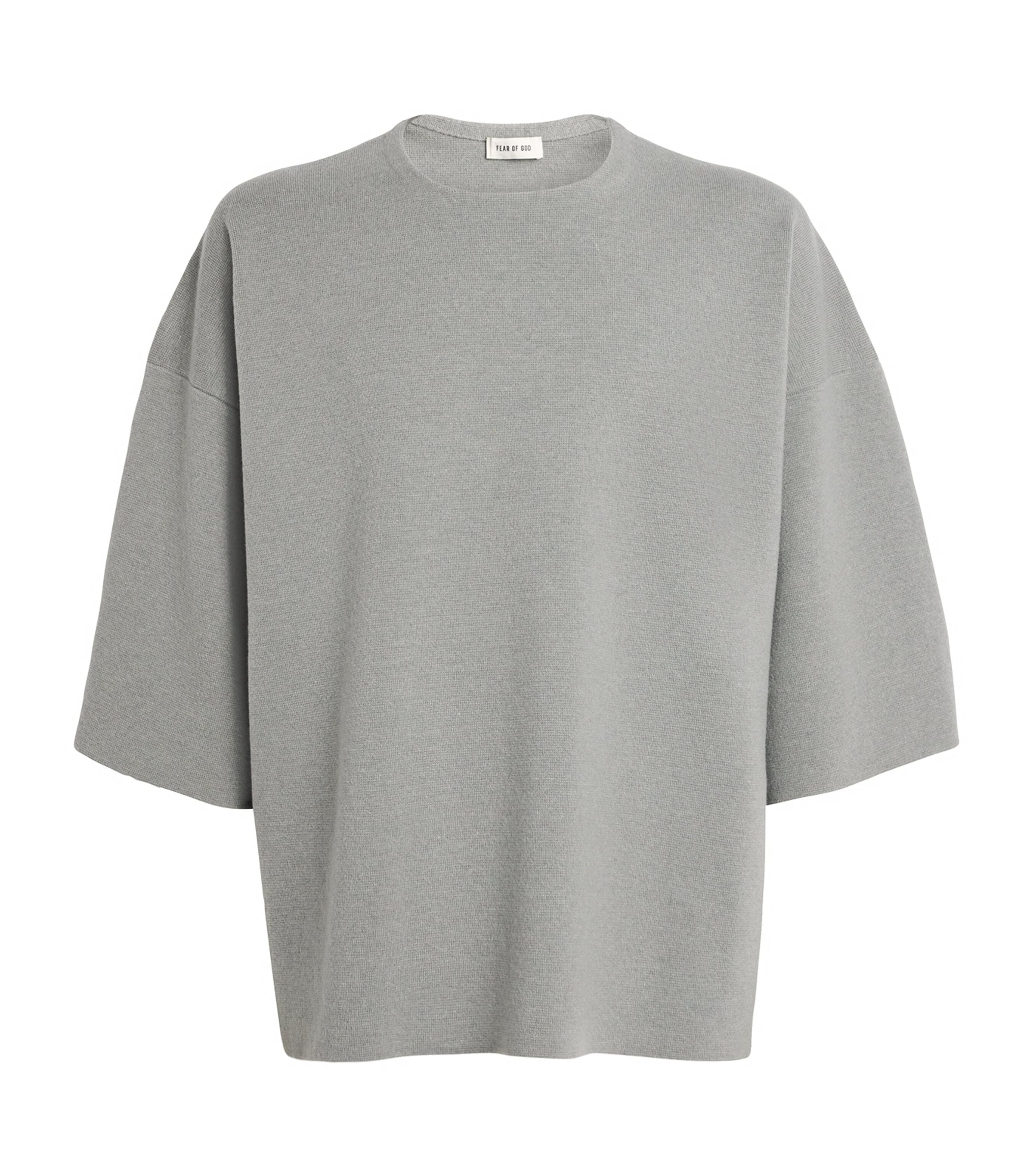 Grey Virgin Wool Milano Stitch Oversized T-Shirt