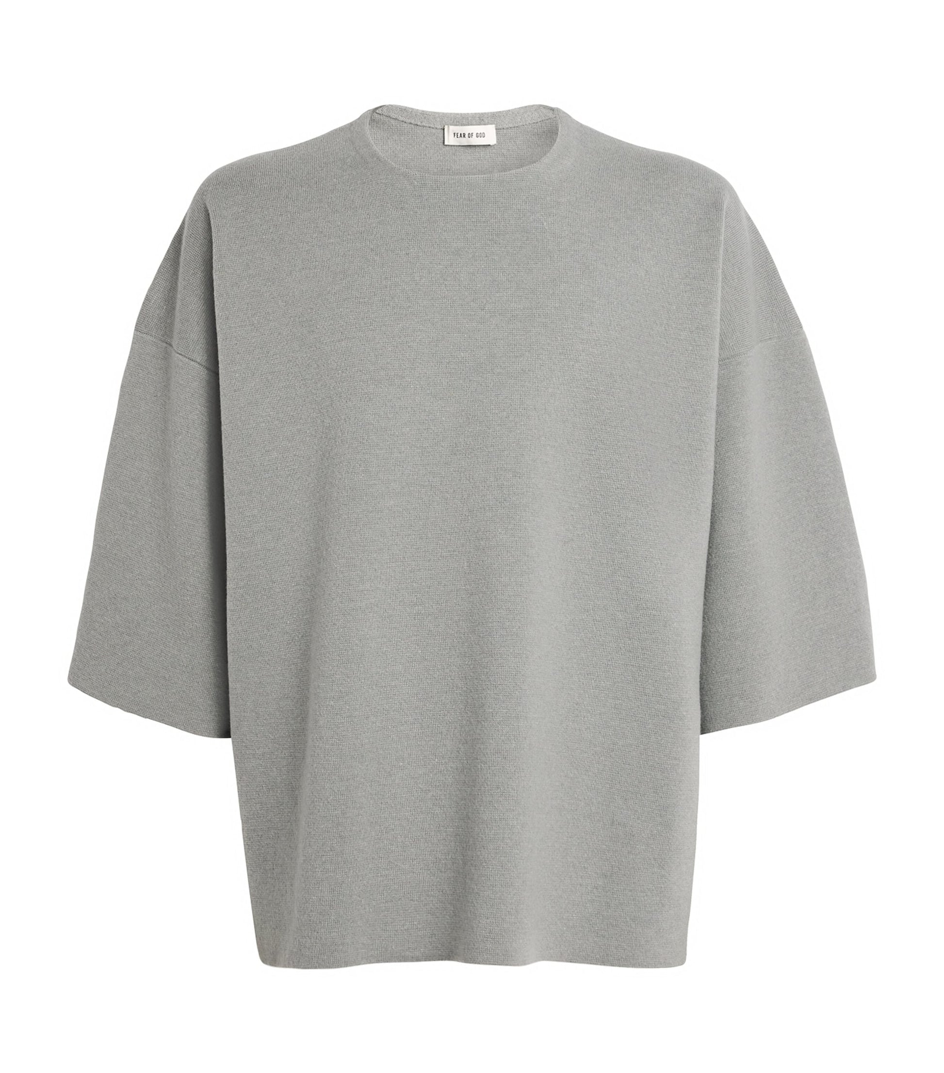 Grey Virgin Wool Milano Stitch Oversized T-Shirt