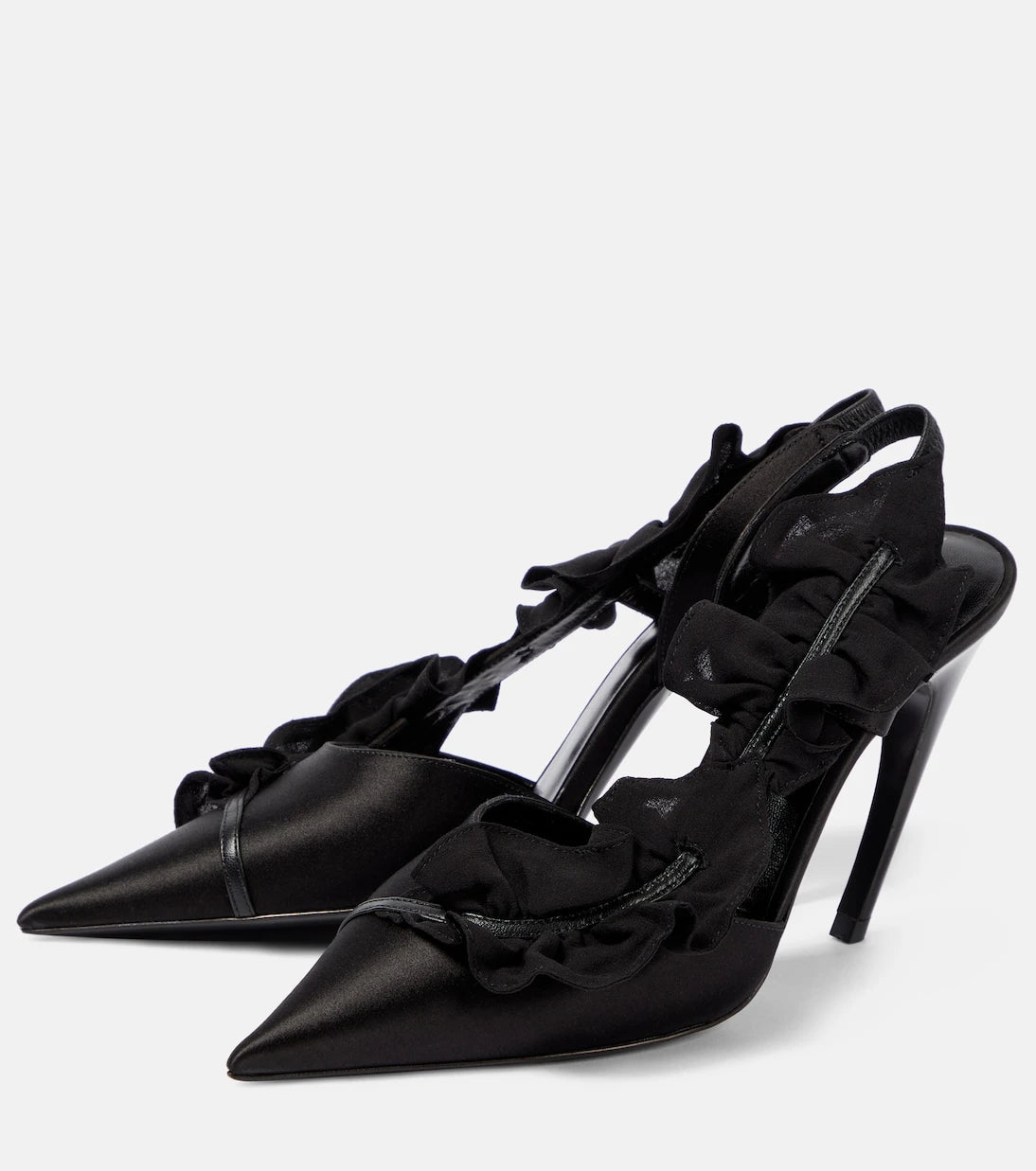 Nensi Dojaka - Ruffled satin slingback pumps
