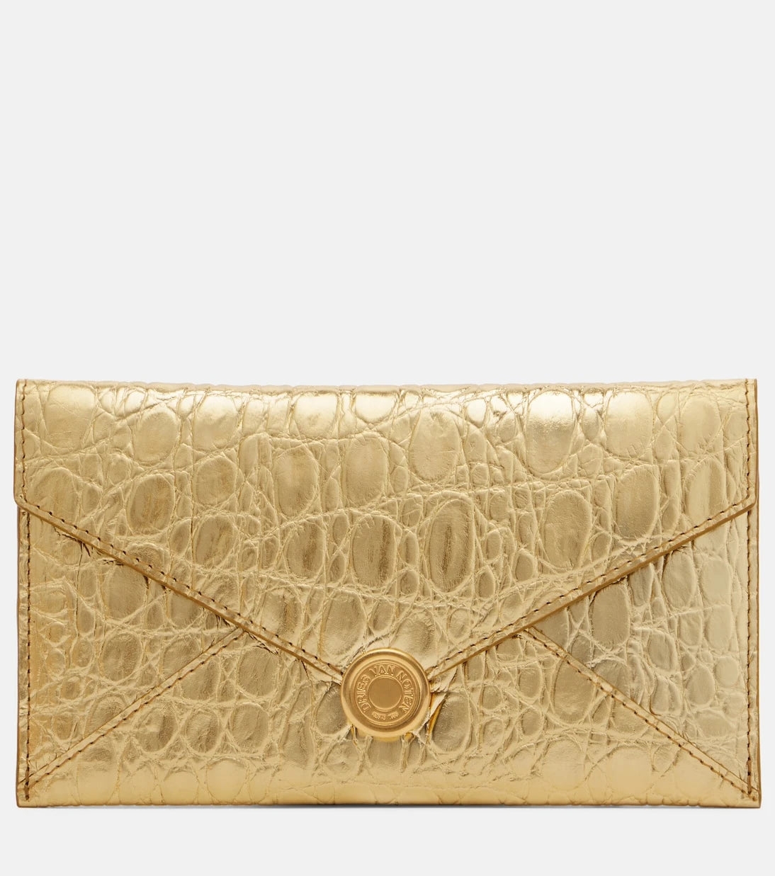 Dries Van Noten - Embossed metallic leather clutch