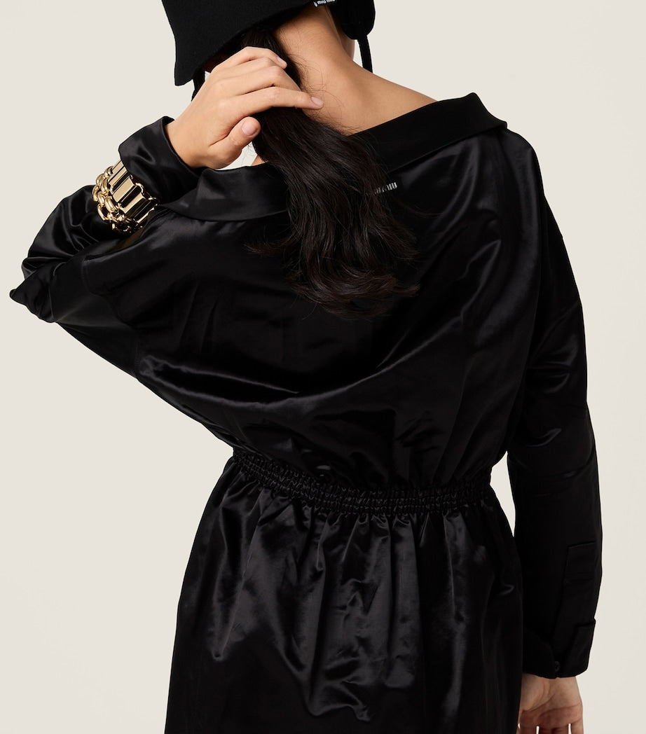 Miu Miu Black Satin Shirt Dress