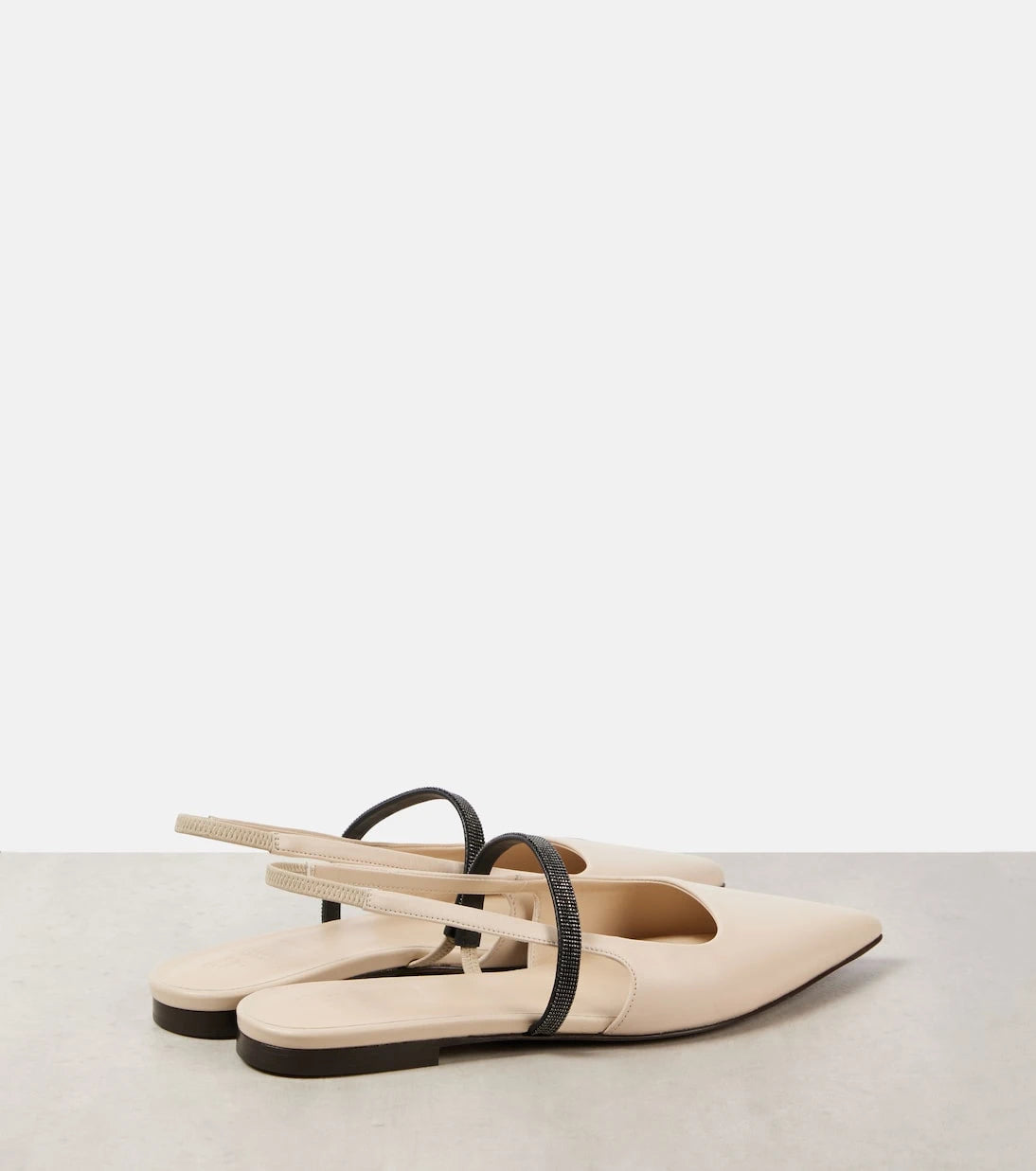 Brunello Cucinelli - Pointy leather slingback pumps