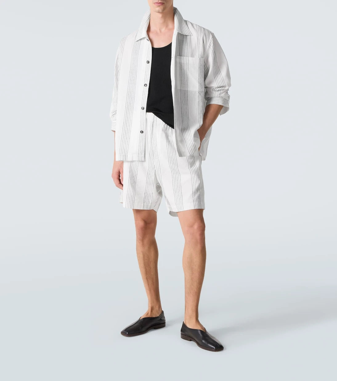 Commas - Textured Striped cotton overshirt