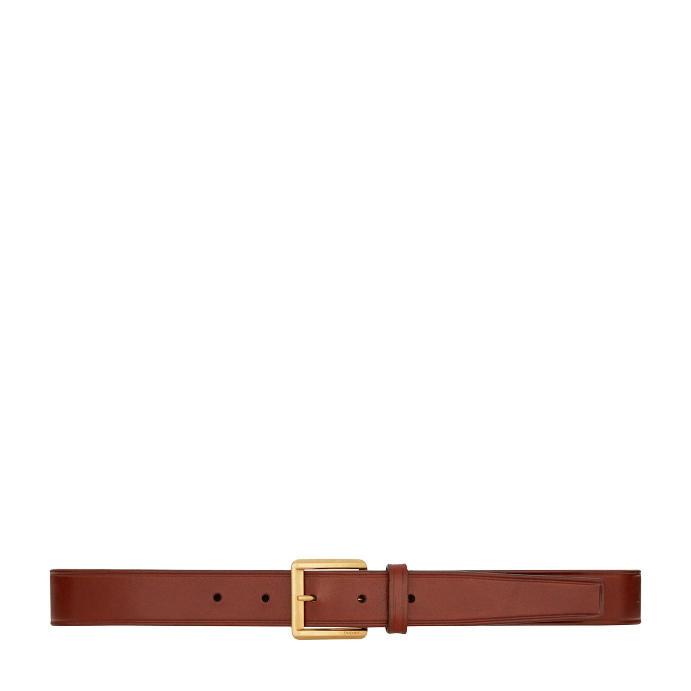 Saint Laurent Beige Leather Logo-Buckle Belt
