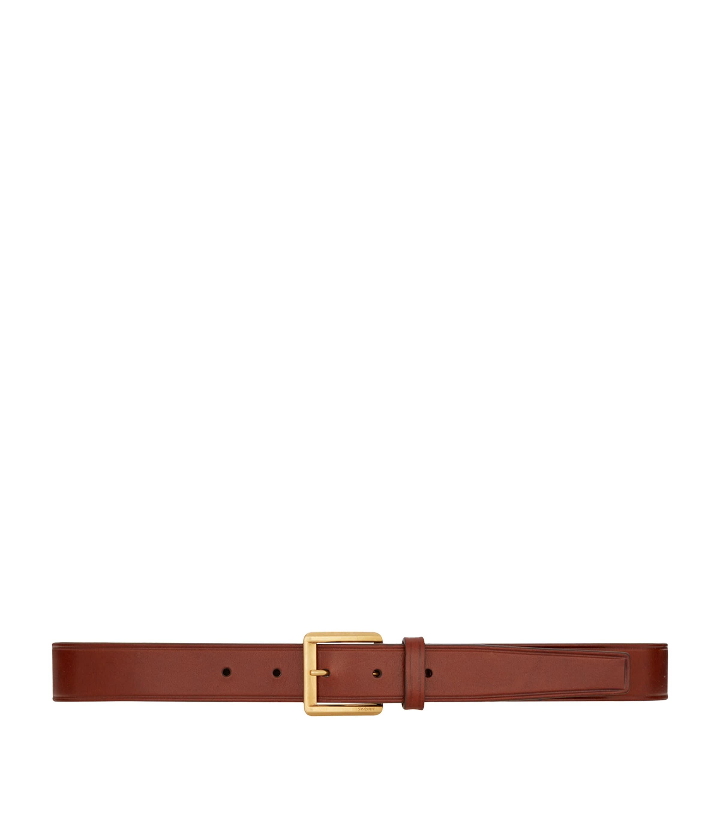 Saint Laurent Beige Leather Logo-Buckle Belt