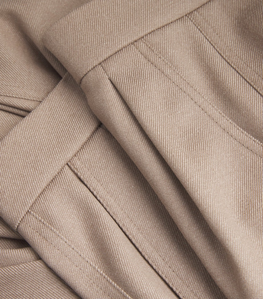 Max Mara Beige Virgin Wool Wide-Leg Trousers