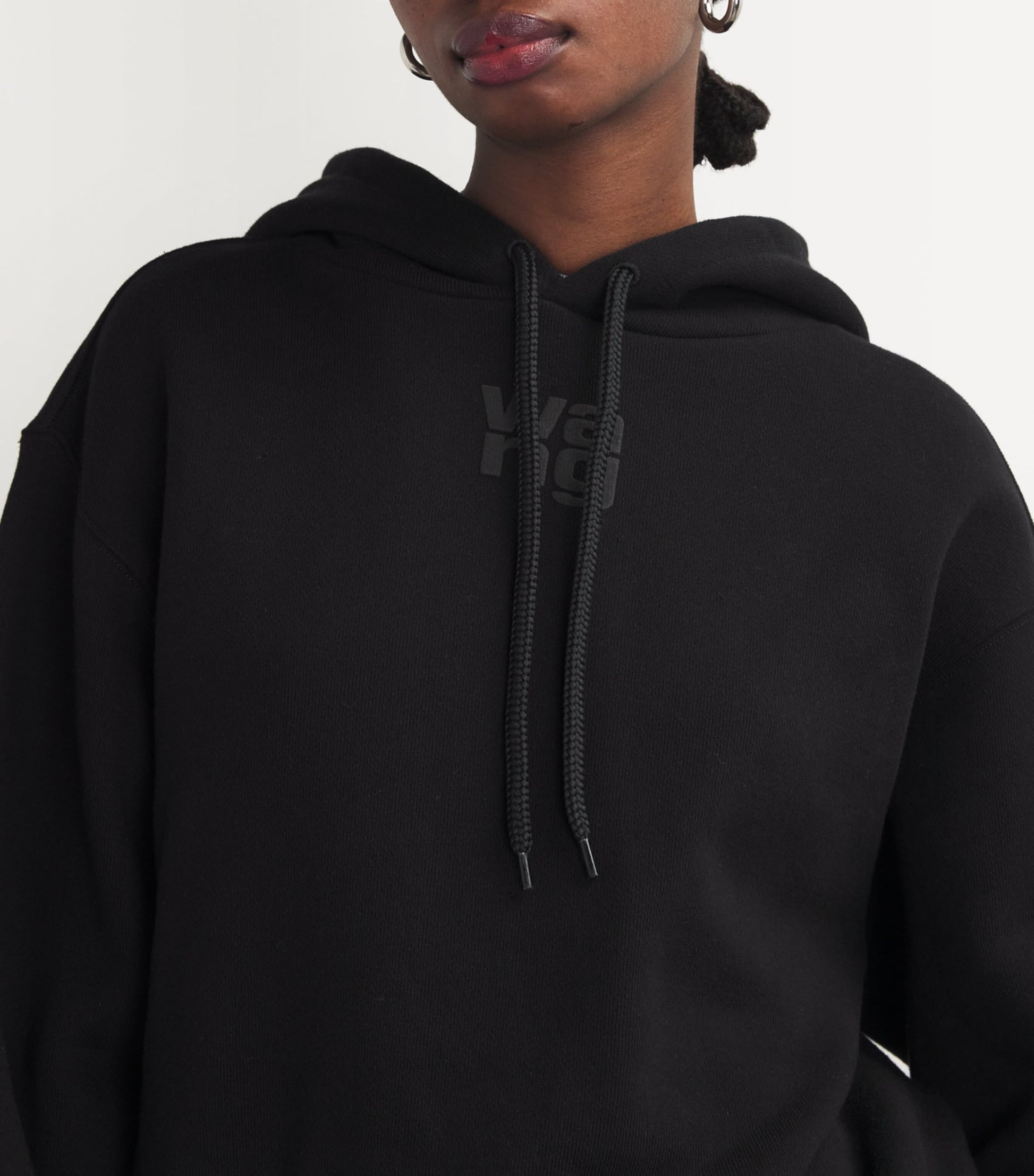 Black Cotton Logo Hoodie