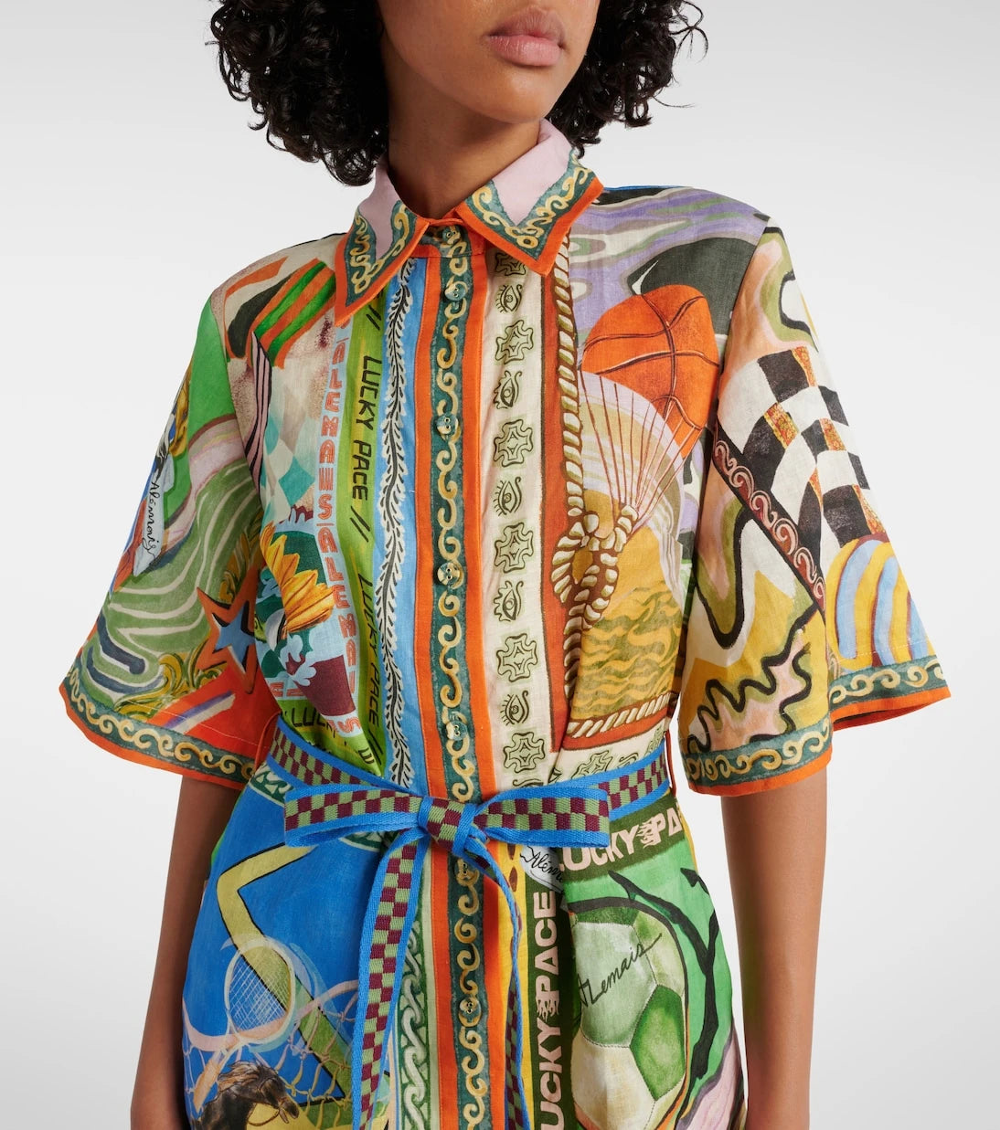 Alémais - Lucky Pace printed linen shirt dress