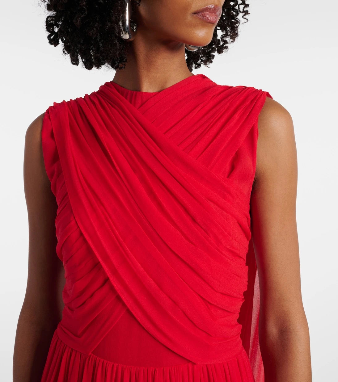 Costarellos - Seva gathered silk georgette gown