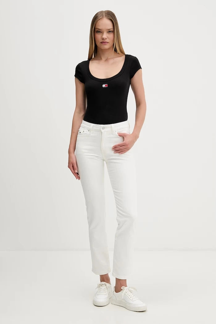 Tommy Jeans kadın pamuklu elastan tişört