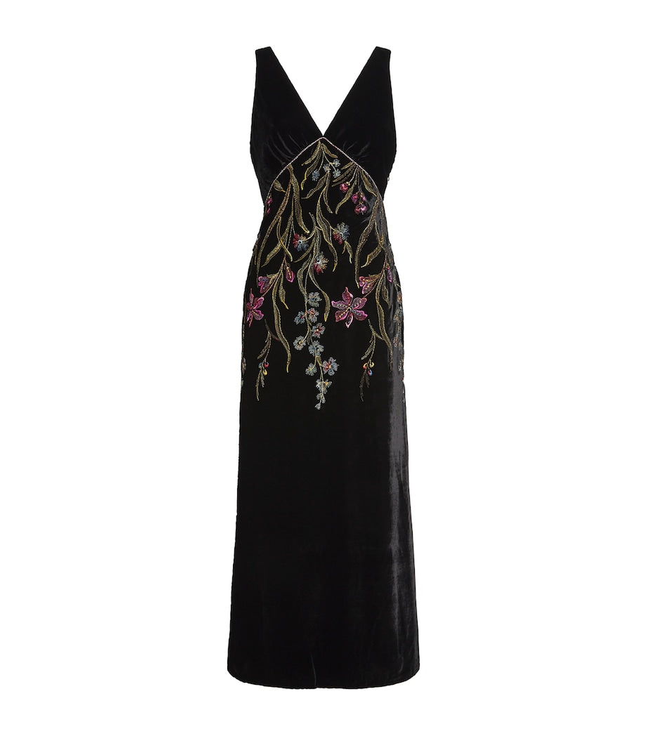 Velvet Embroidered Zaffira Maxi Dress