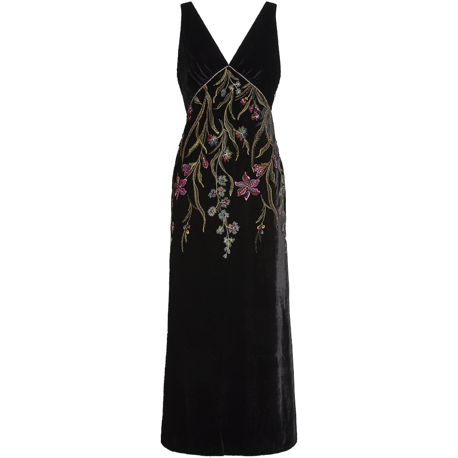 Velvet Embroidered Zaffira Maxi Dress