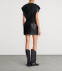 Balmain Black Leather Belted Mini Dress