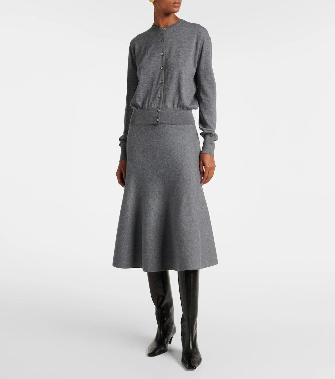 Khaite - Odil knitted wool-blend midi skirt