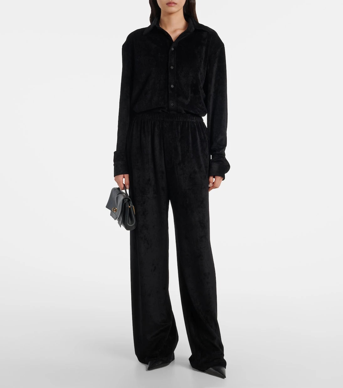 Balenciaga - بنطلون واسع الساقين بخصر مرتفع