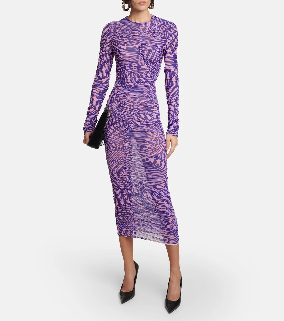 Mugler - Ruched mesh midi dress