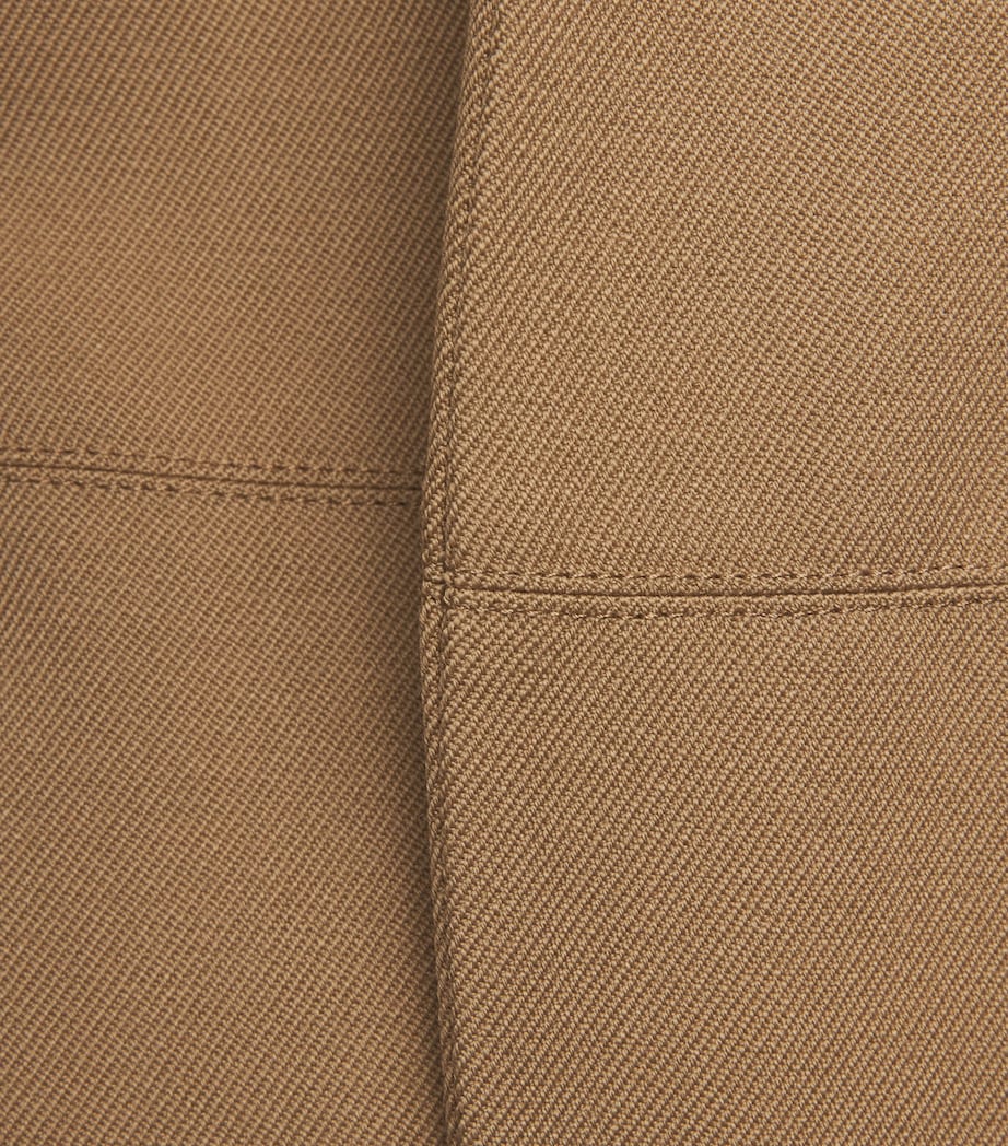 Victoria Beckham Brown Virgin Wool Sculptural Leg Trousers