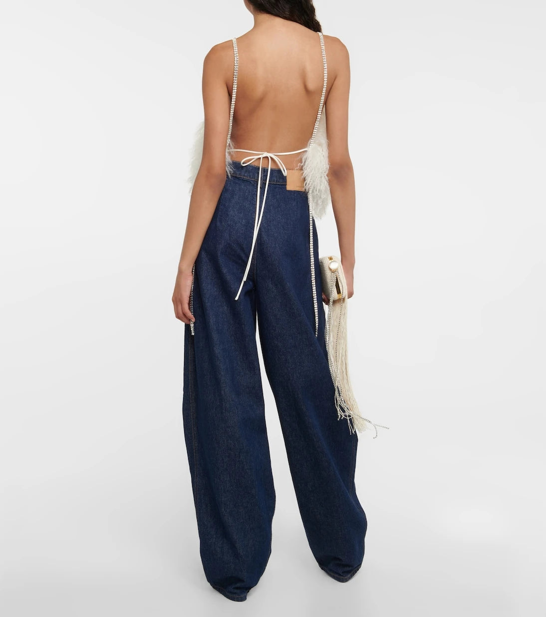 Magda Butrym - Crystal-embellished shearling top