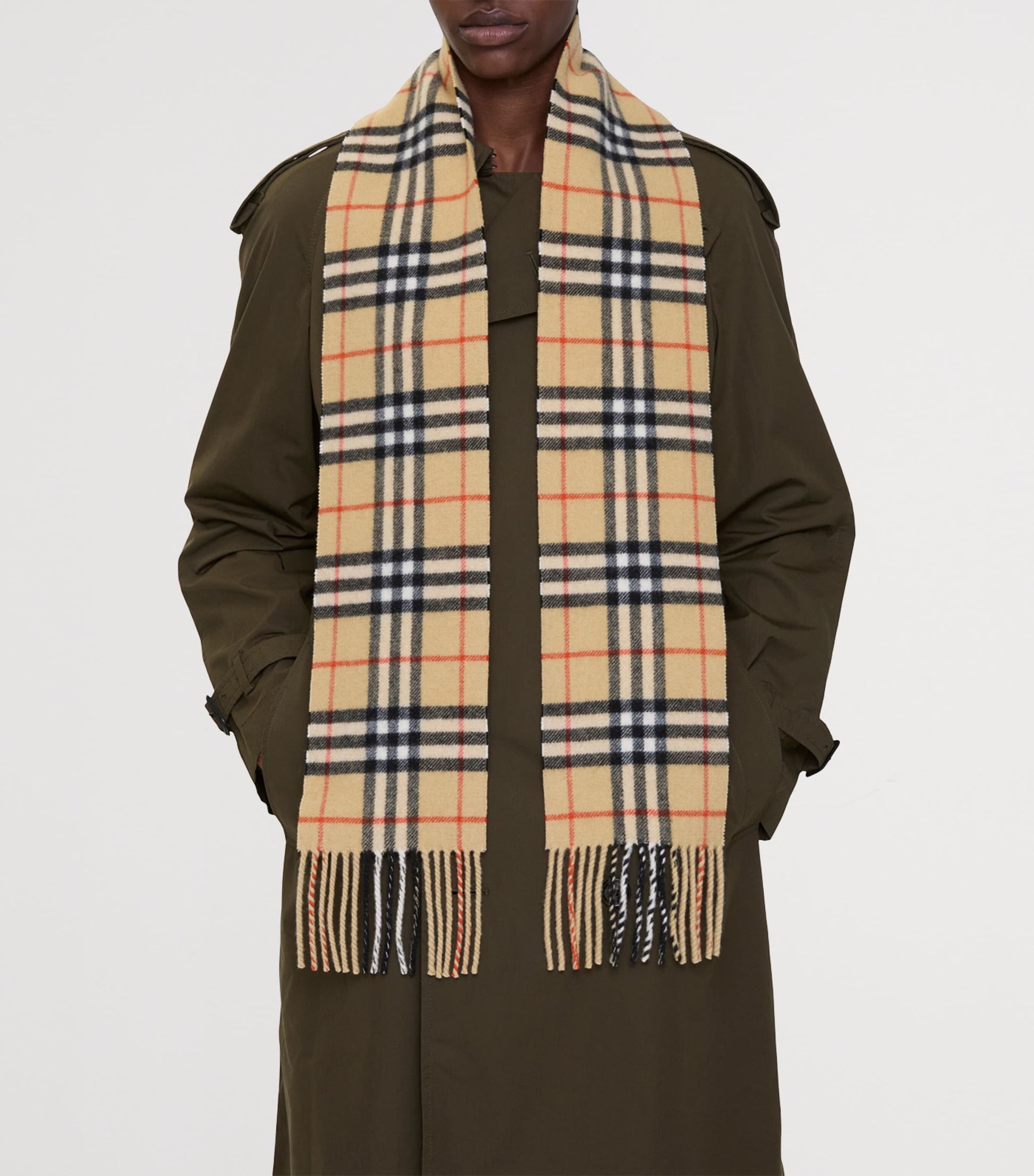 Cashmere Narrow Check Scarf