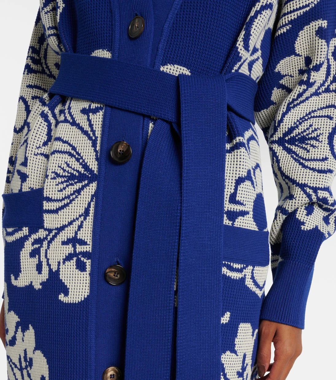 Etro - Çiçek desenli gofre örgülü kapüşonlu hırka