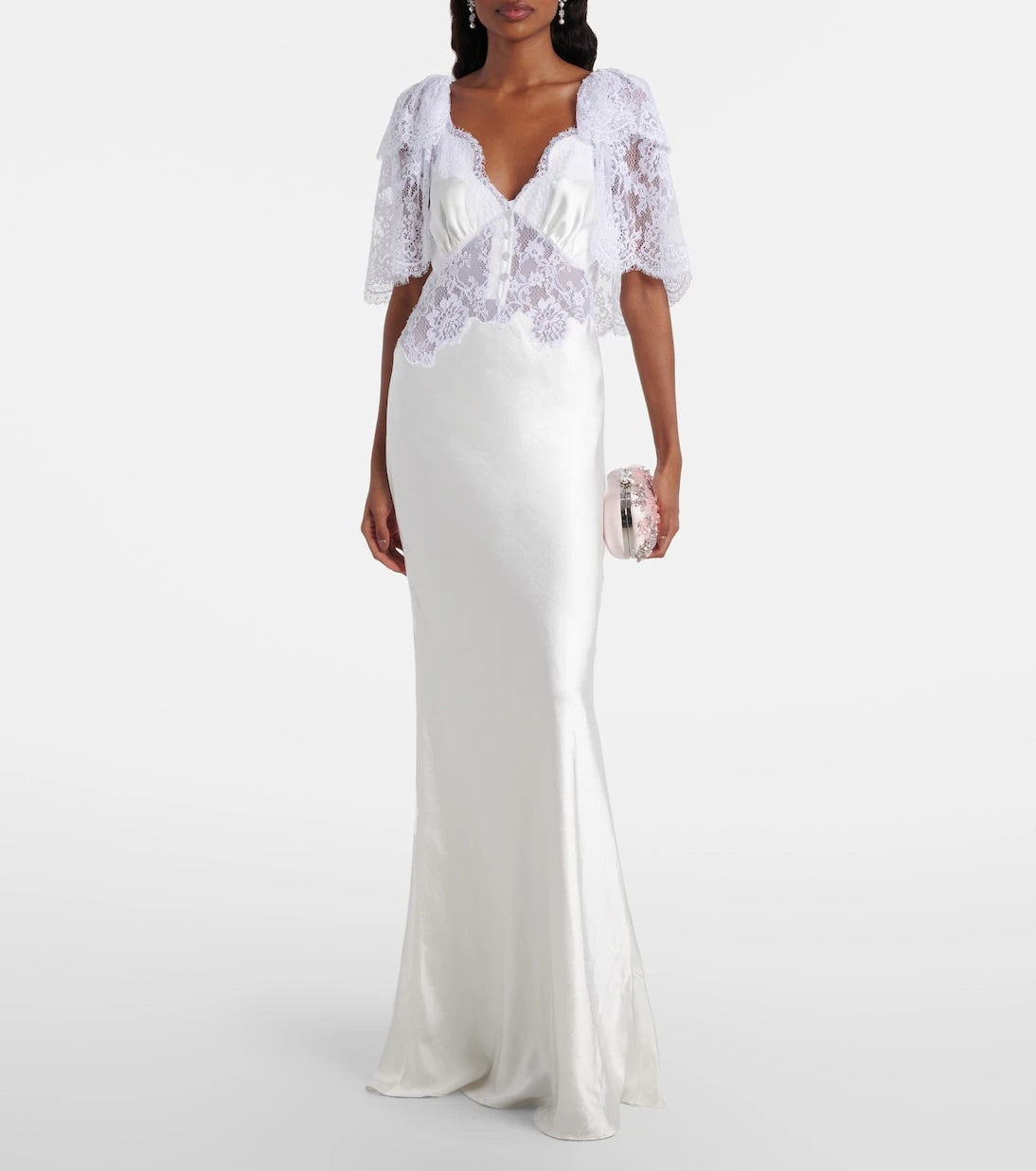 Self-Portrait - Lace-trimmed satin gown