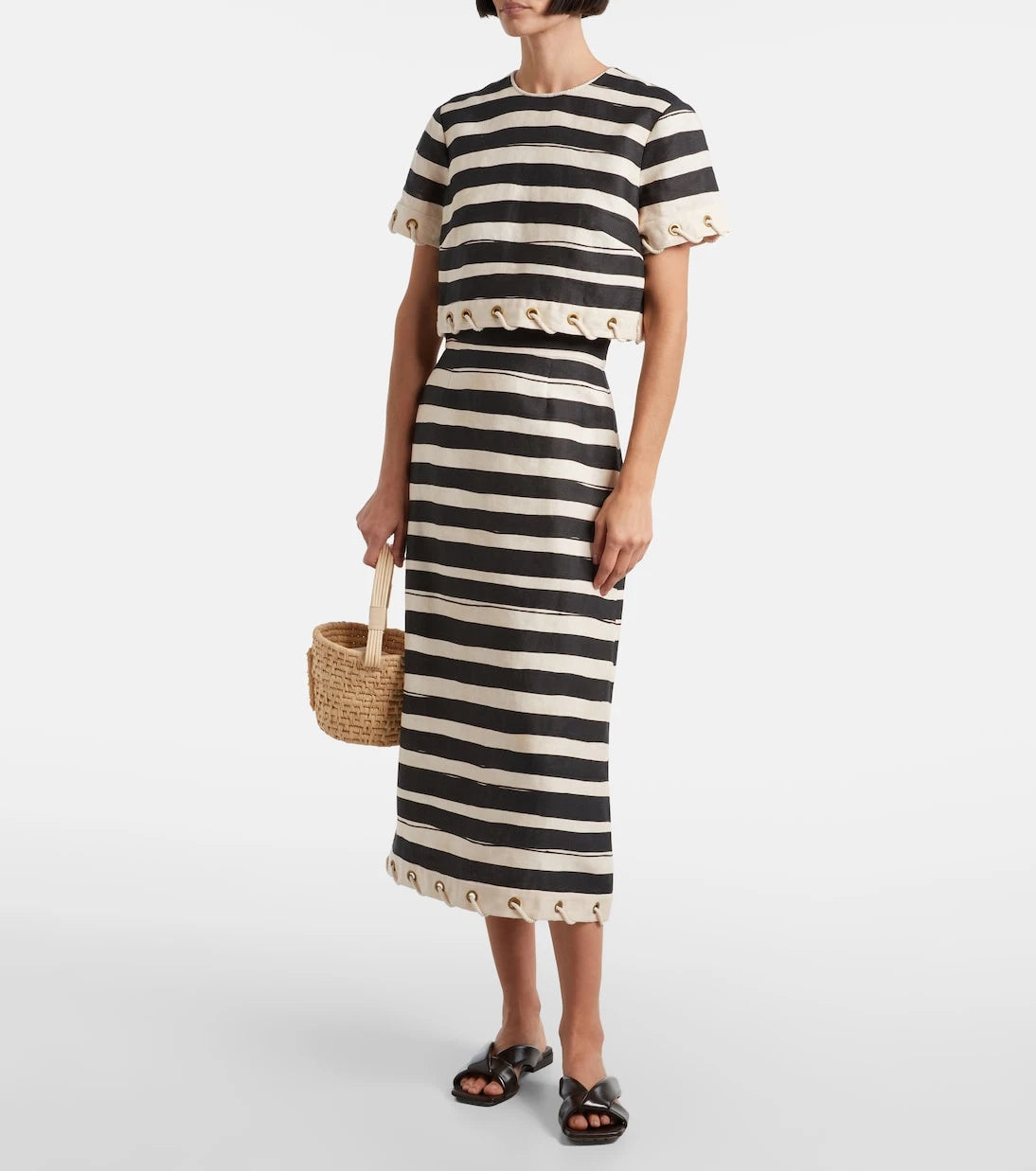 Zimmermann - Rebellion striped linen crop top