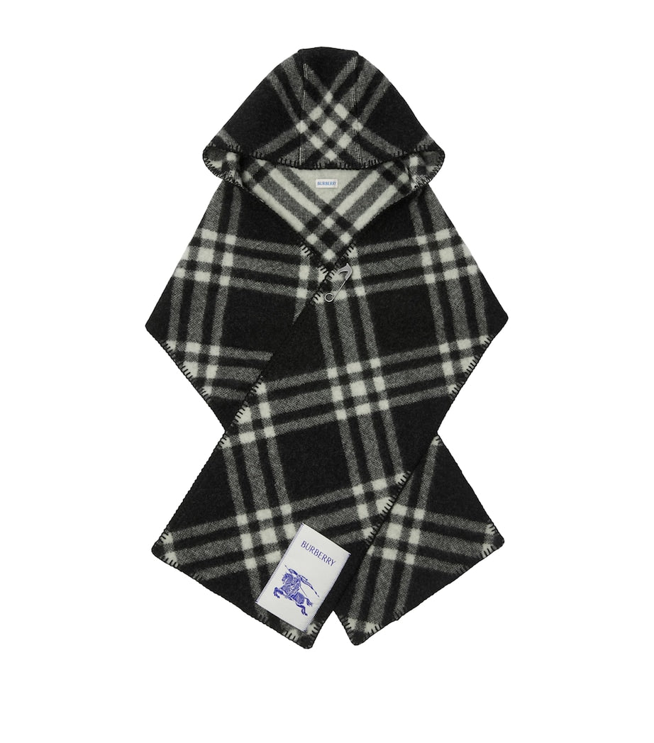 Burberry Wool Check Hooded Scarf