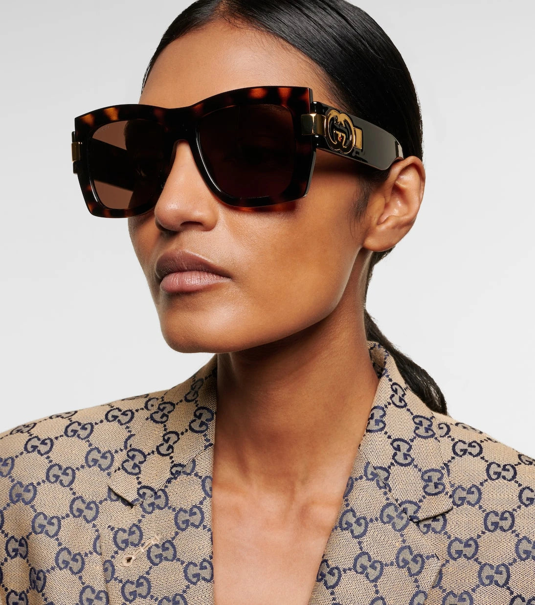 Gucci - نظارة شمسية مربعة بعدسة Interlocking G