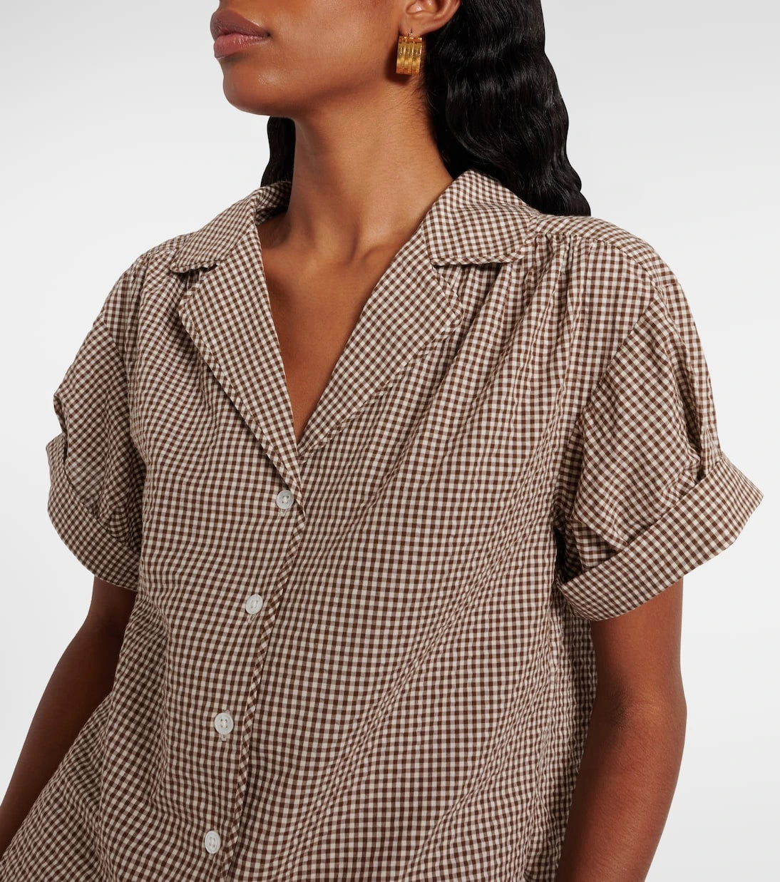 Veronica Beard - Ilene gingham cotton-blend shirt