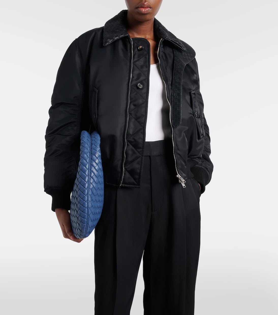 Bottega Veneta - جاكيت بلوزون بحواف جلد إنترشاتو