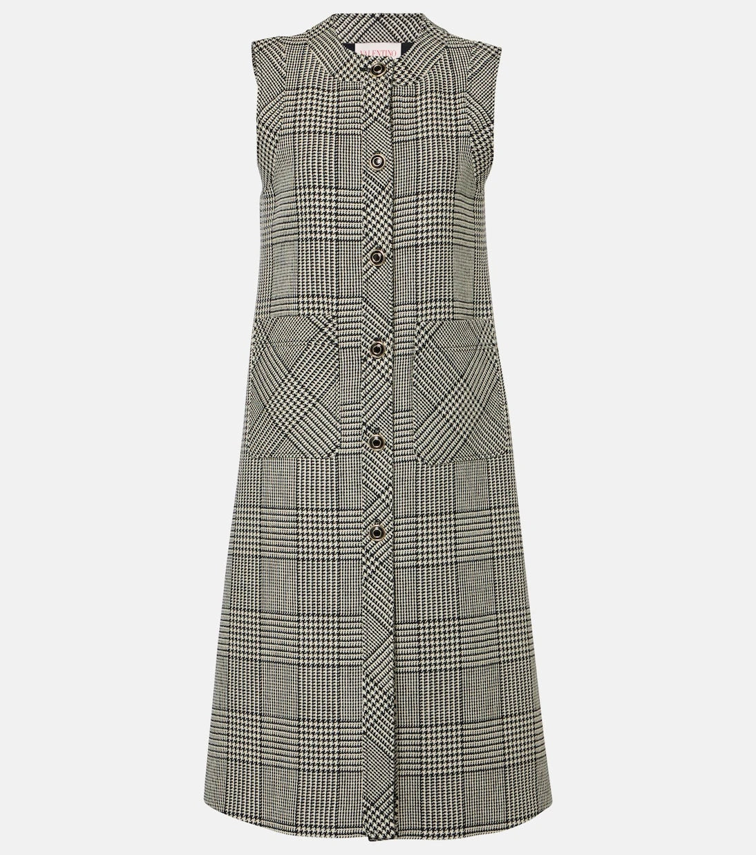 Valentino - Houndstooth virgin wool midi dress