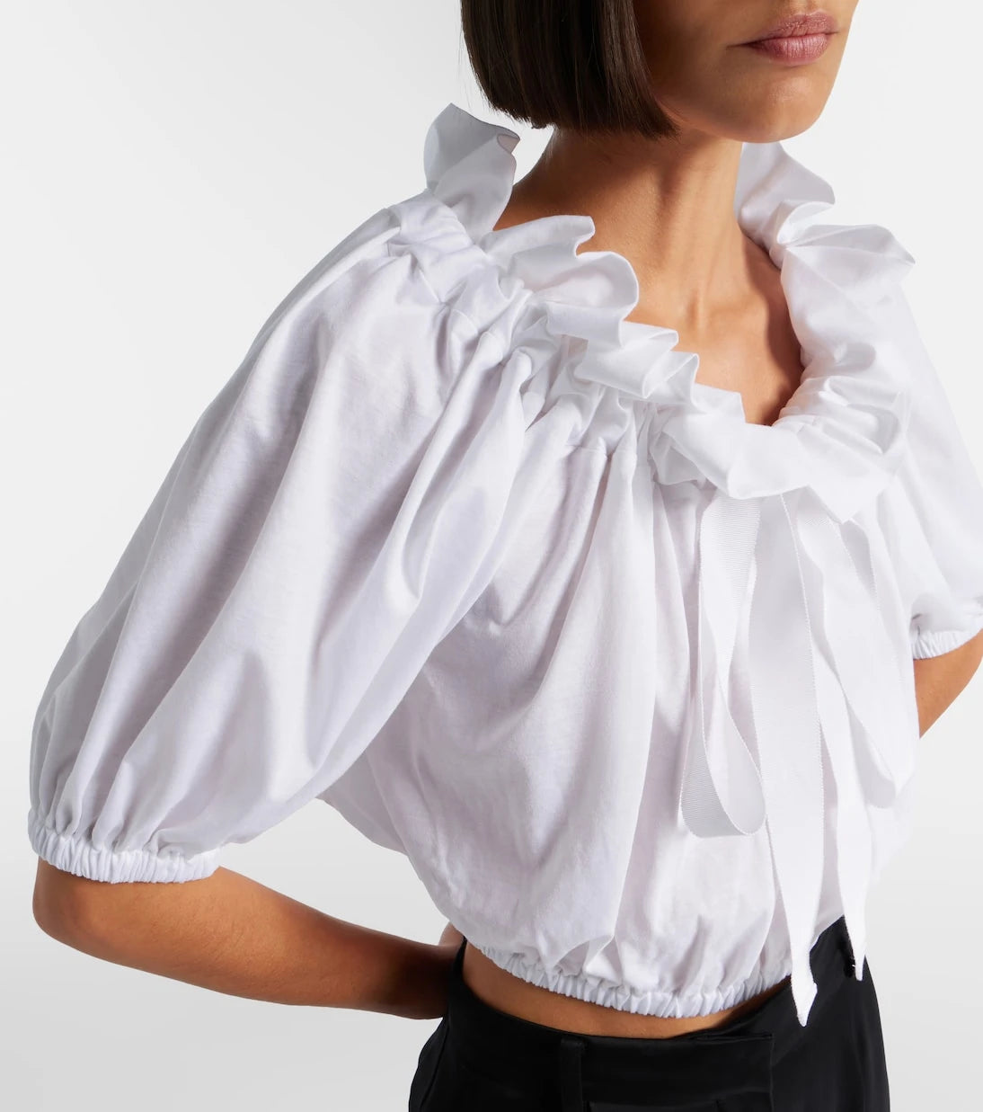 Patou - Ruffled cropped cotton top