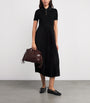 Maje Black Pleated-Skirt Polo Midi Dress