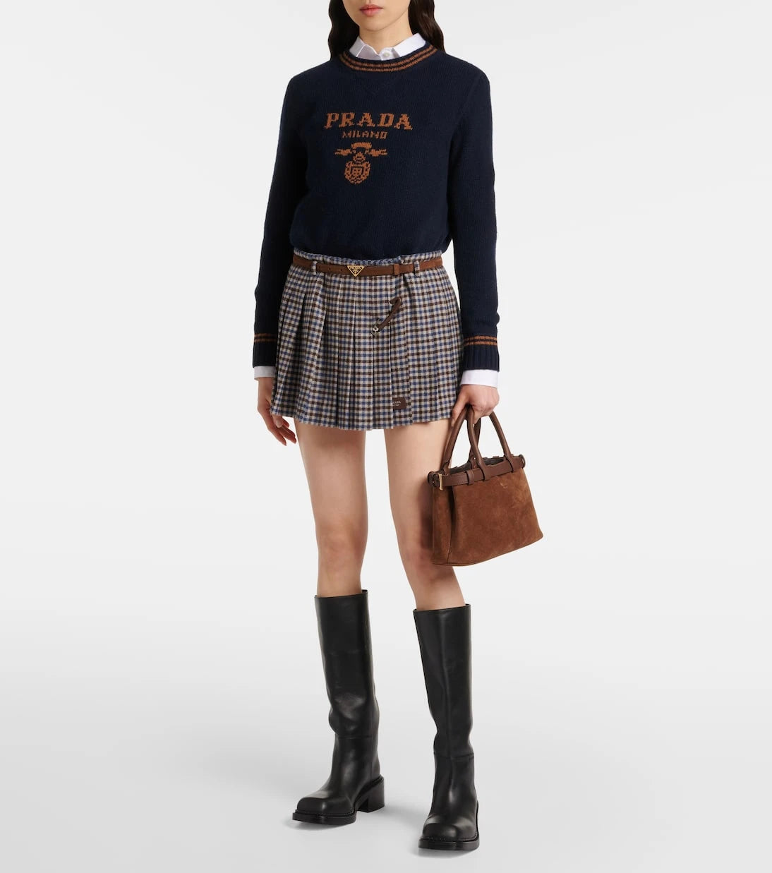 Prada - Prada Buckle Small suede tote bag
