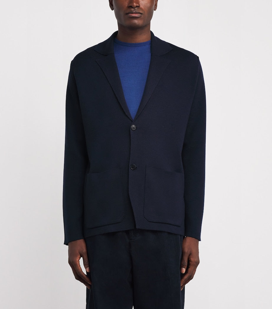 John Smedley Navy Merino Wool Autry Jacket